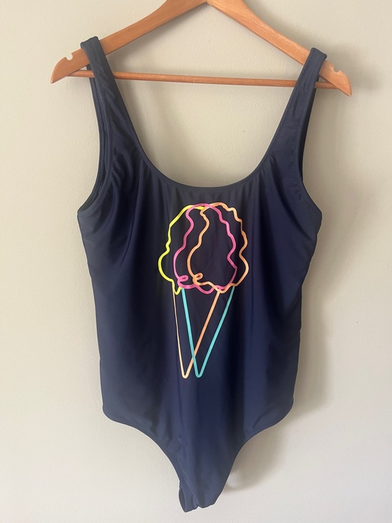 aerie Other - Blu One-Piece Swimsuit with Neon Ice Cream Graphic xl “long” coastal beach sexy